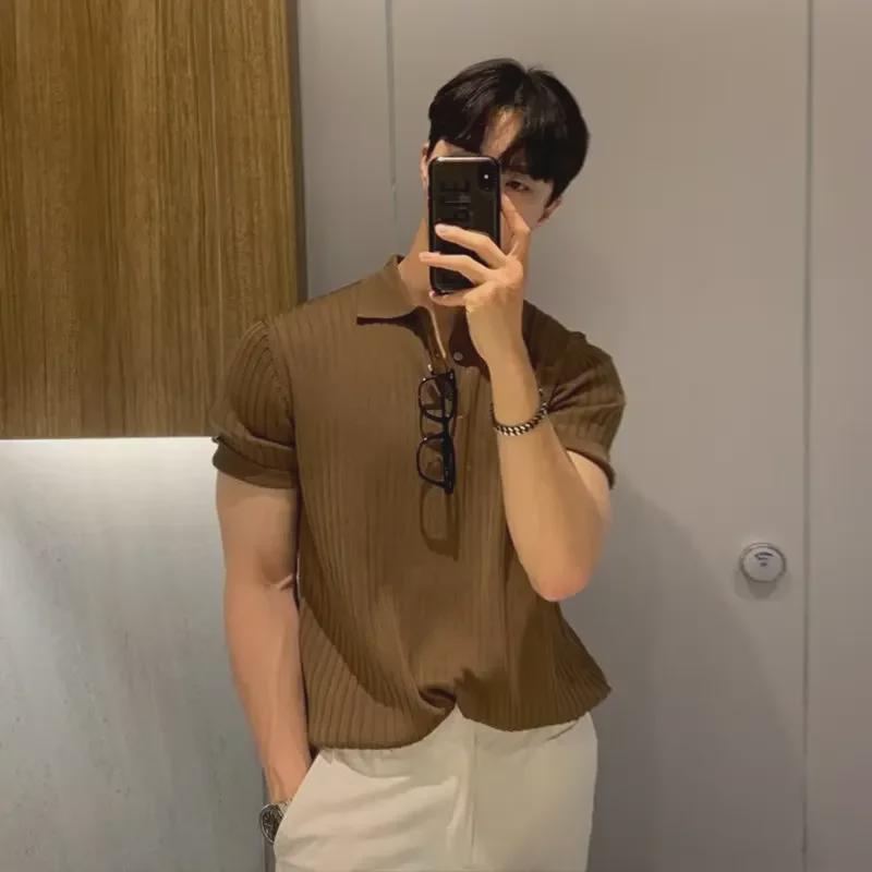 VantaGoods Trendy zomer 2023 heren poloshirt in effen kleur met modieuze vijfpuntsmouwen XL zwart