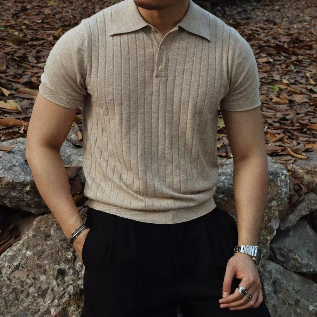 VantaGoods Trendy Slim Fit Koreaans poloshirt voor heren, korte mouwen, zomereditie 2025 3X Large abrikoos