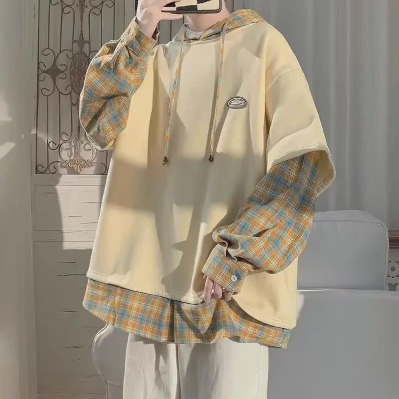 VantaGoods Koreaanse twee-in-één losse hoodie voor heren: Casual herfsttrui XL zwart