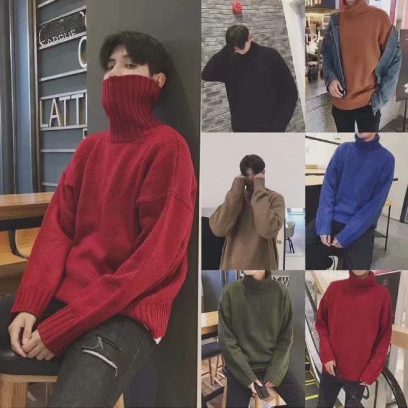 VantaGoods Effen coltrui voor heren - Hong Kong-stijl, Koreaans geïnspireerd, losse pasvorm, trendy voor koppels en studenten 4XL zwart