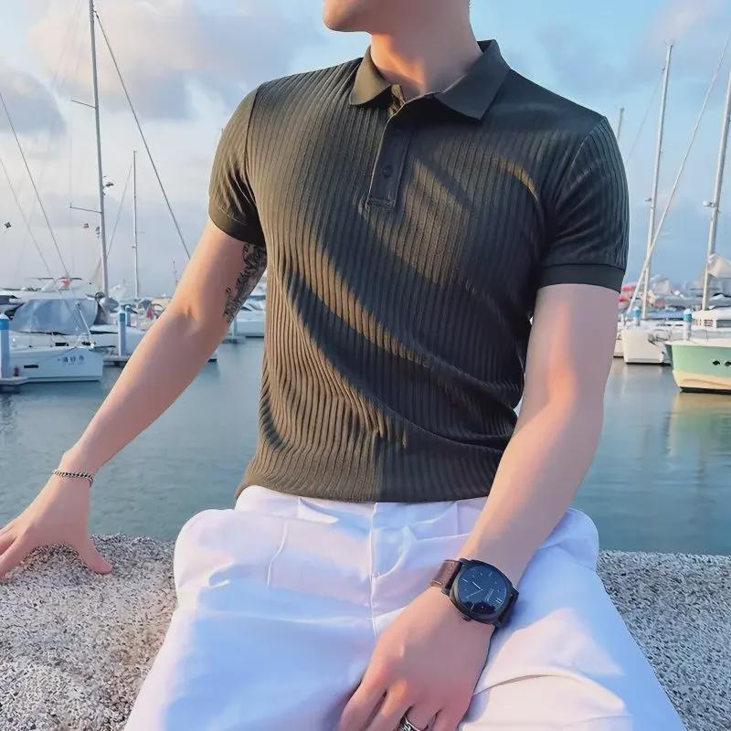 VantaGoods Ice Silk Heren POLO-shirt met korte mouwen - Trendy zomer revers T-shirt 2024 M