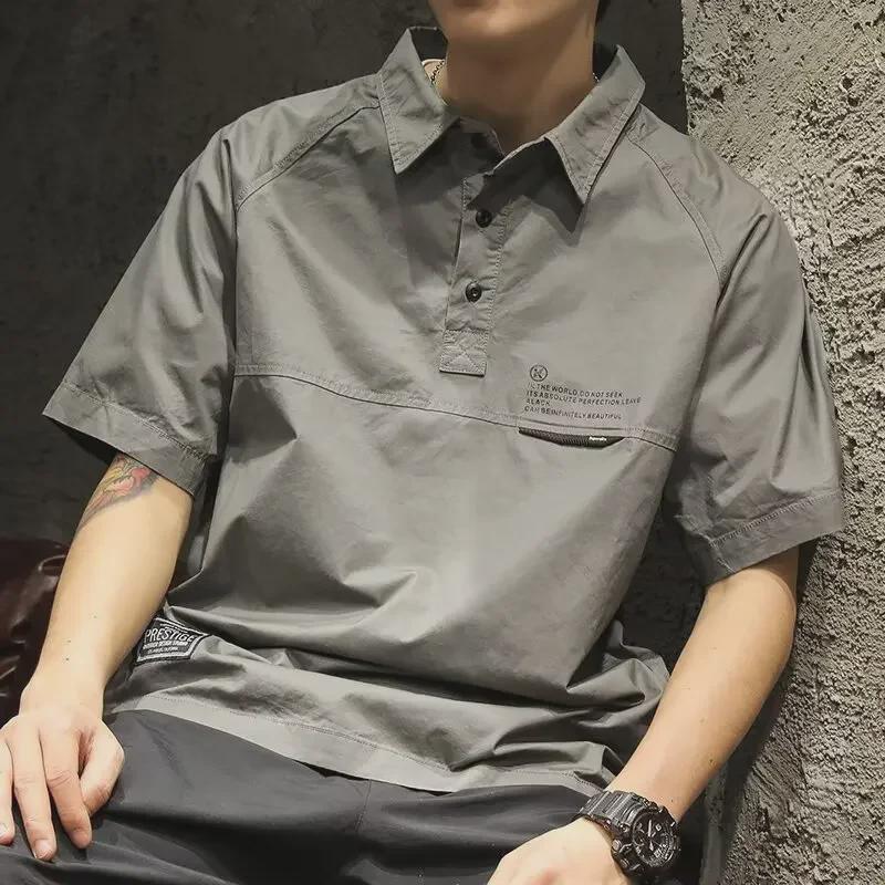 VantaGoods Trendy zomerpoloshirt voor heren, korte mouwen, slim fit, Koreaanse stijl 2023, all-match top Medium oranje