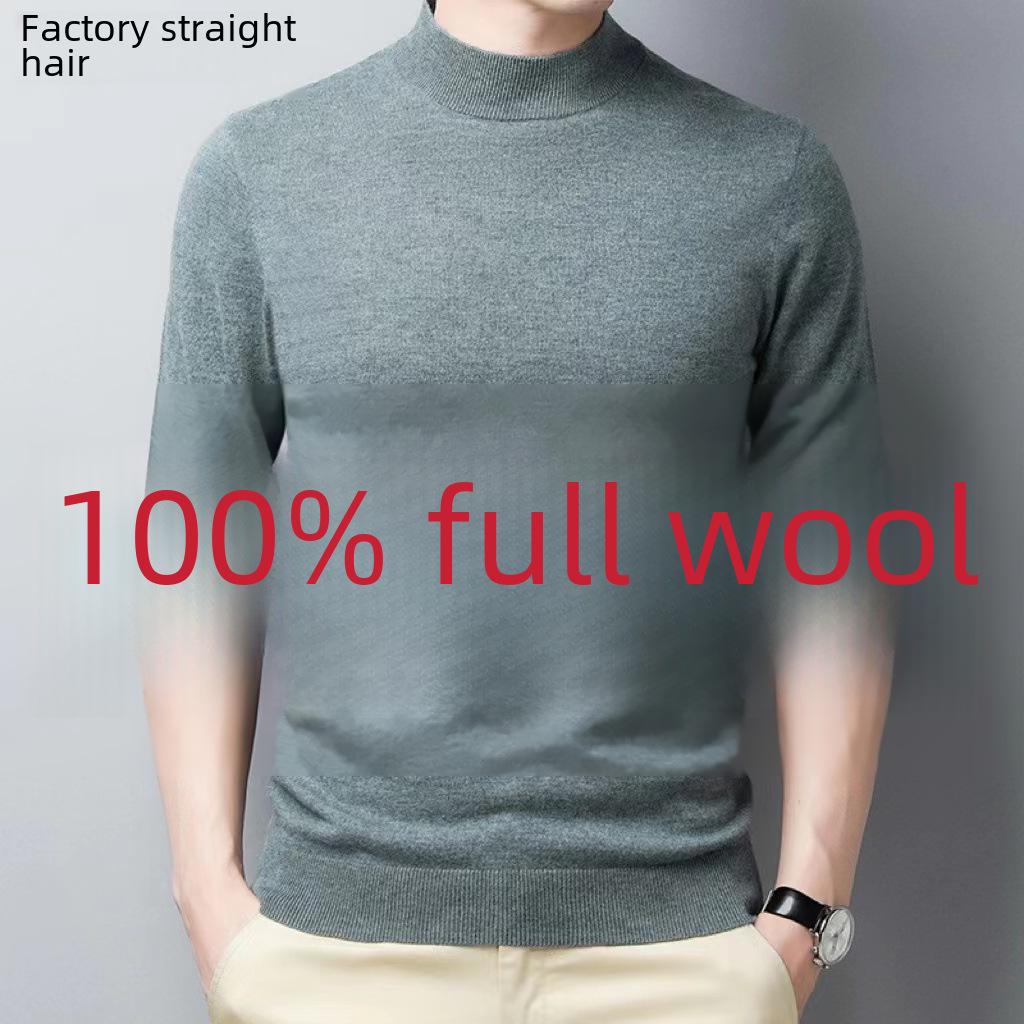 VantaGoods Heren Winter Koreaanse Stijl 100% Zuivere Wol Half Turtleneck Trui - Trendy Warm Gebreid Onderkant Shirt 3XL for 180-200 jin