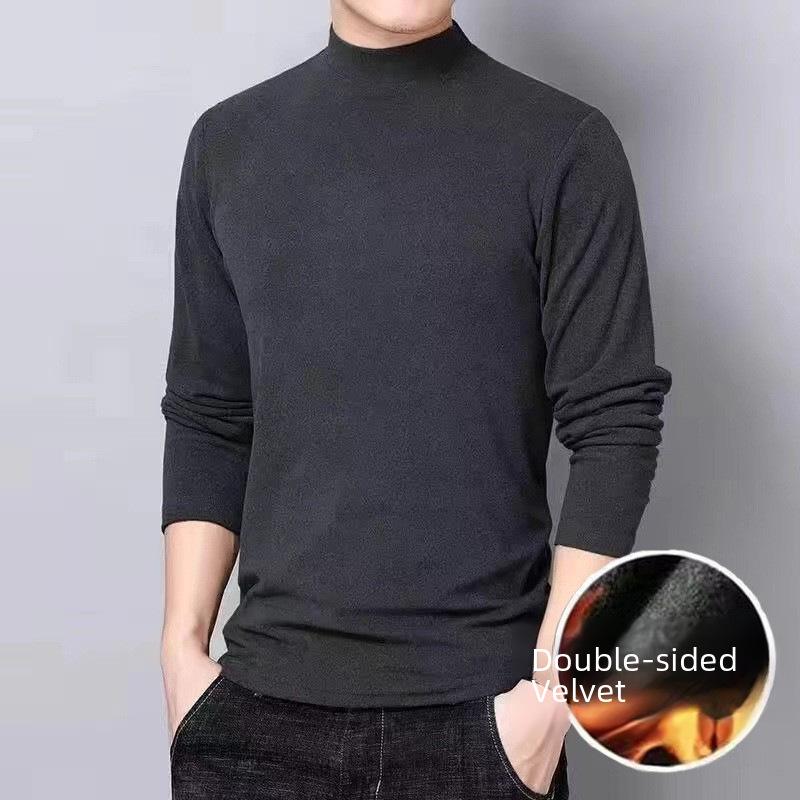 VantaGoods Heren lange mouwen Duitse fluwelen coltrui basislaag shirt - Herfst/Winter katoenen top 3XL (150-165 jin)