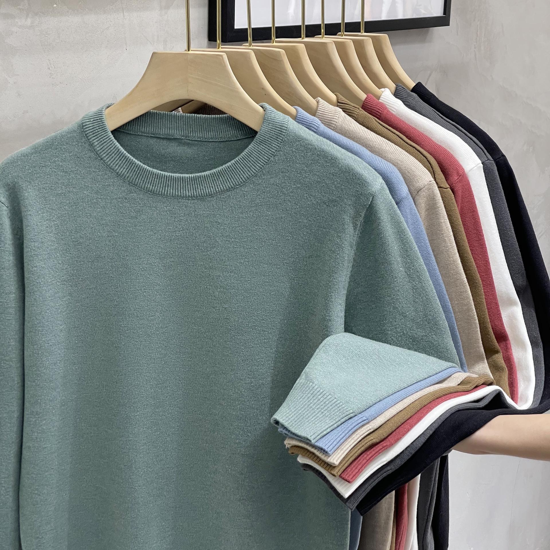 VantaGoods Heren ronde hals effen gebreide trui - Casual herfst/winter 2023 3XL (77.5-87.5 kg)