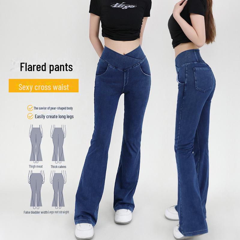 VantaGoods High Waist Flared Denim Yogabroek - Fitness- en casualstijl voor dames Medium