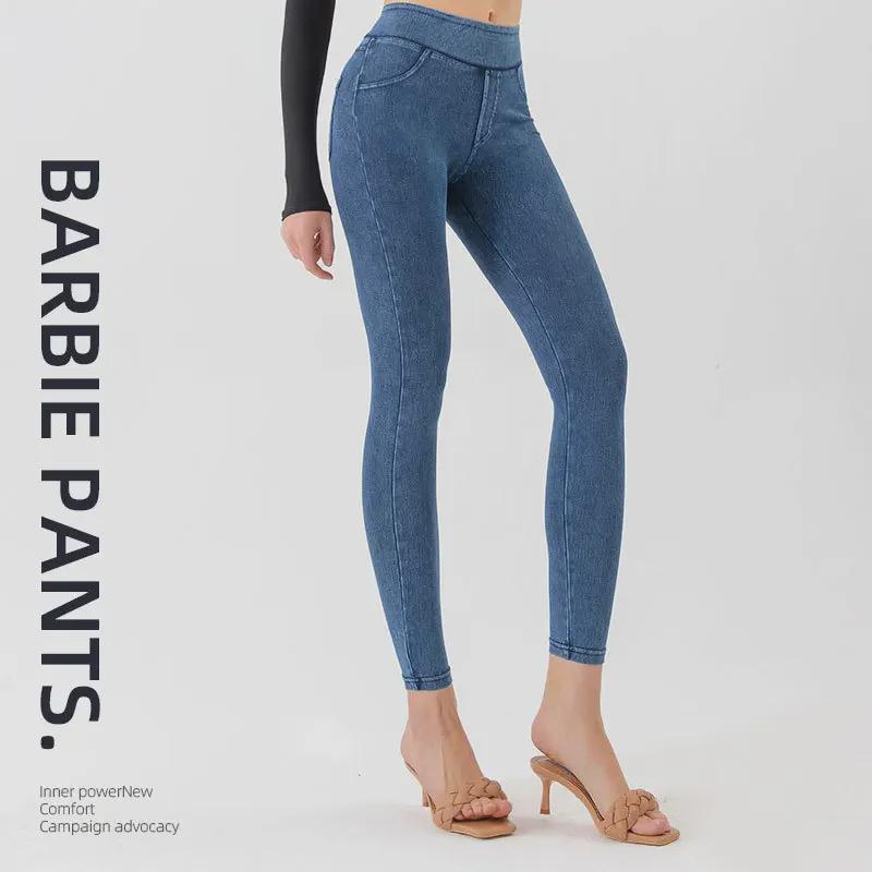 VantaGoods Plus Size Hoge Taille Yoga Denim Broek met Zakken - Slim Fit Casual Sportkleding voor Dames