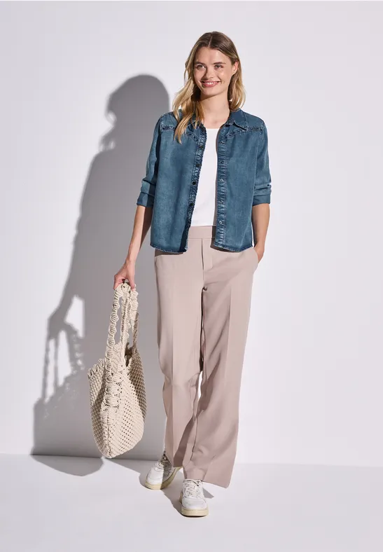 Street One Denim blouse met studs
