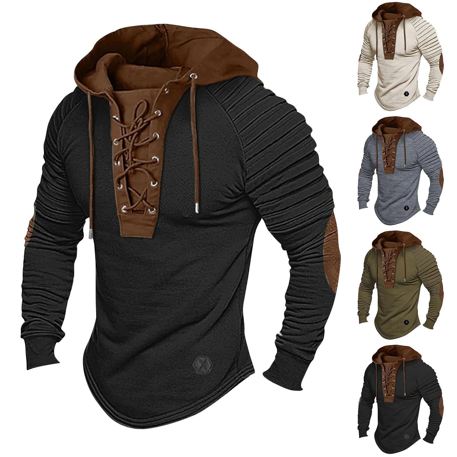 Niubiplus Herenmode Sport Slim Fit Top Lange Mouw Ronde Hals T-shirt L beige