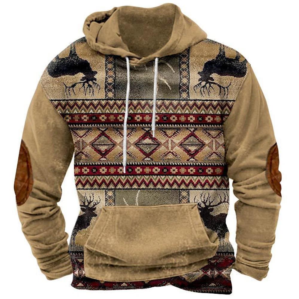 ETST 07 Retro Pullover Casual Hoodies Voor Heren Etnische Stijl Sweatshirt Lange Mouw Kleding Voor Heren Kleding Herfst Oversized Jas L