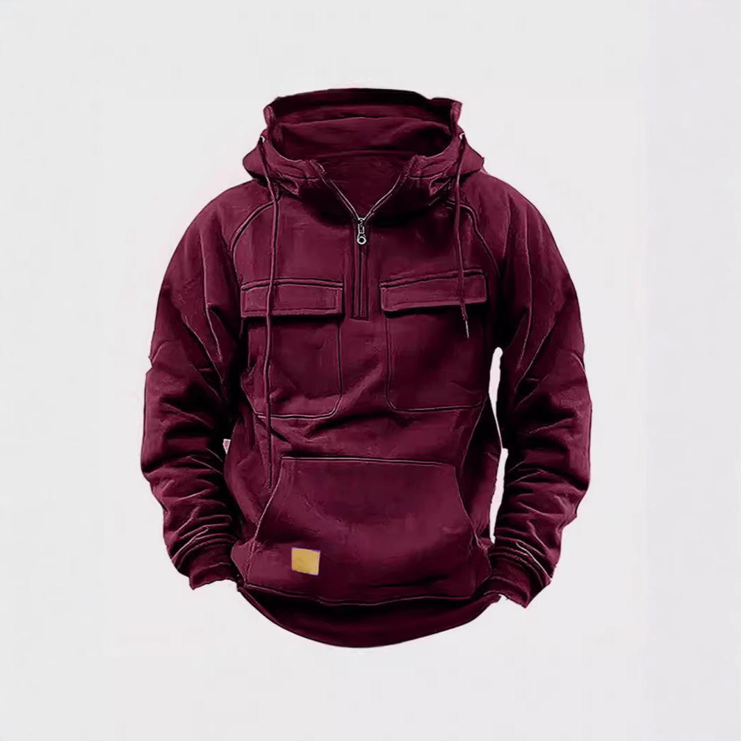 VantaGoods 2024 Heren Multi-Pocket Rits Hoodie - Lente/Herfst Casual Sweatshirt XL zwart