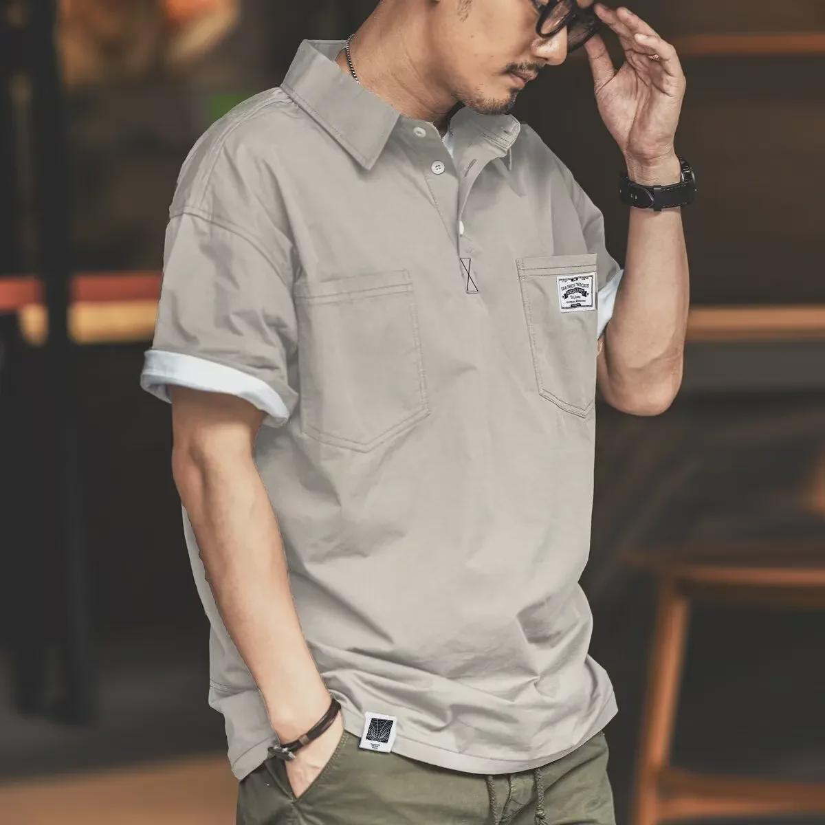 VantaGoods Trendy poloshirt met korte mouwen voor heren - Slim Koreaanse stijl zomer 2023 2XL abrikoos