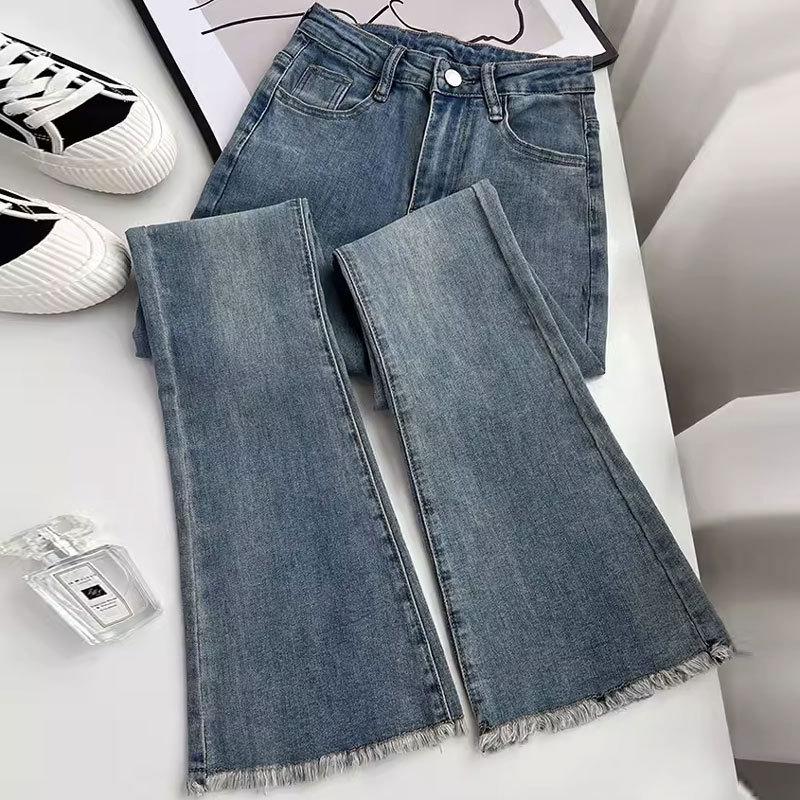 VantaGoods Dames High-Waist Retro Flare Jeans, Hoefijzermodel, Slim Fit, Elastisch, Vloerlengte, Kleine Maten Small