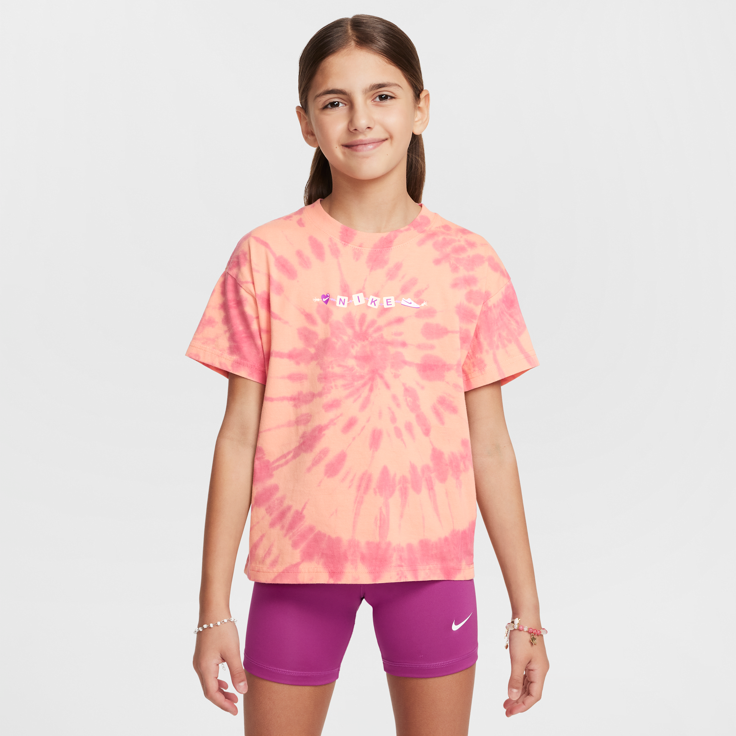 Nike Girls' Tie Dye Boyfriend T-Shirt Junior - Pink - Kind, Pink