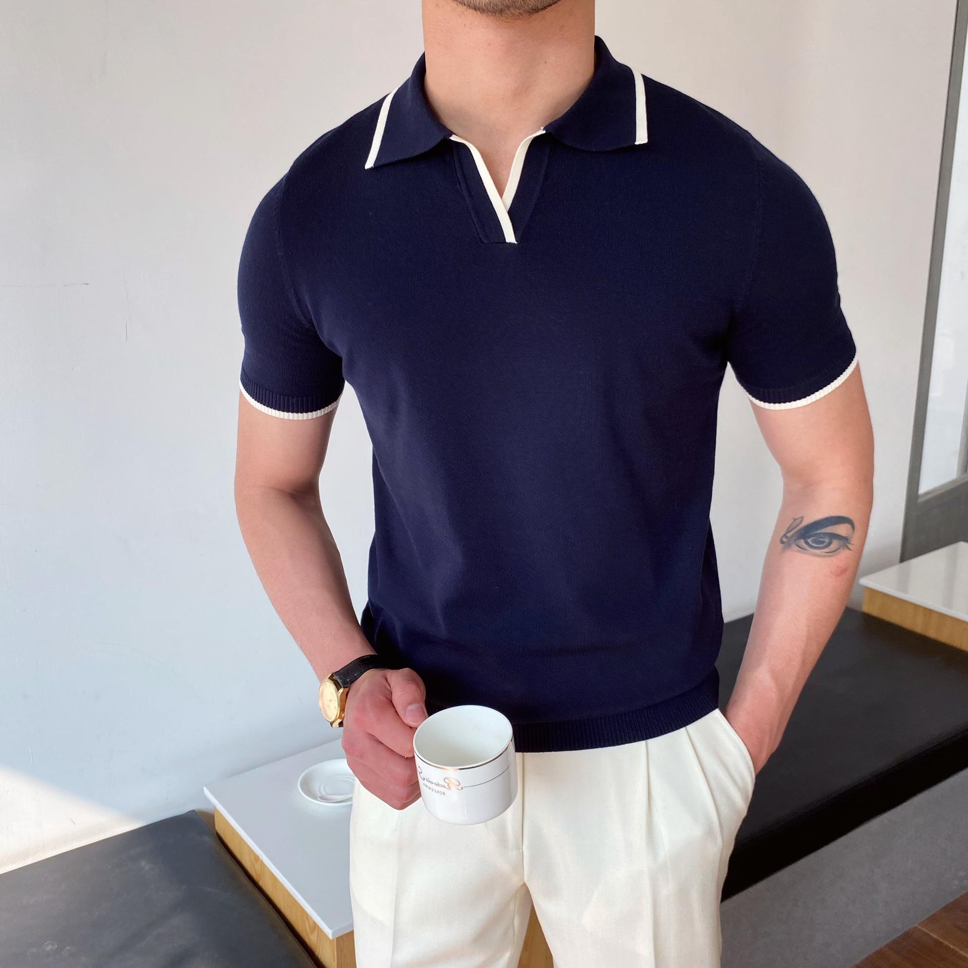 VantaGoods Heren Slim Fit Light Luxury Poloshirt - Ademend, Modieus, Gebreid, Korte Mouwen, Zomerstijl 3XL wit