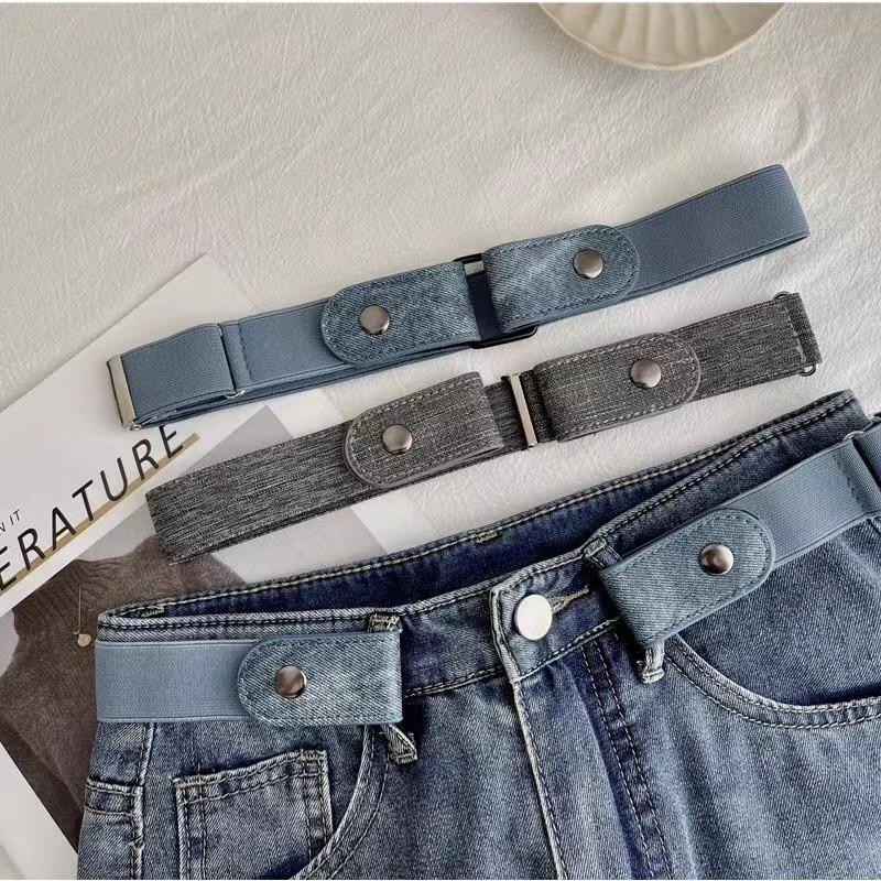 Shan Qiao Nieuwe Verstelbare Stretch Elastische Tailleband Onzichtbare Riem Gespvrije Riemen voor Dames Heren Jean Broek Jurk Geen Gesp Gemakkelijk te dragen one size zwart