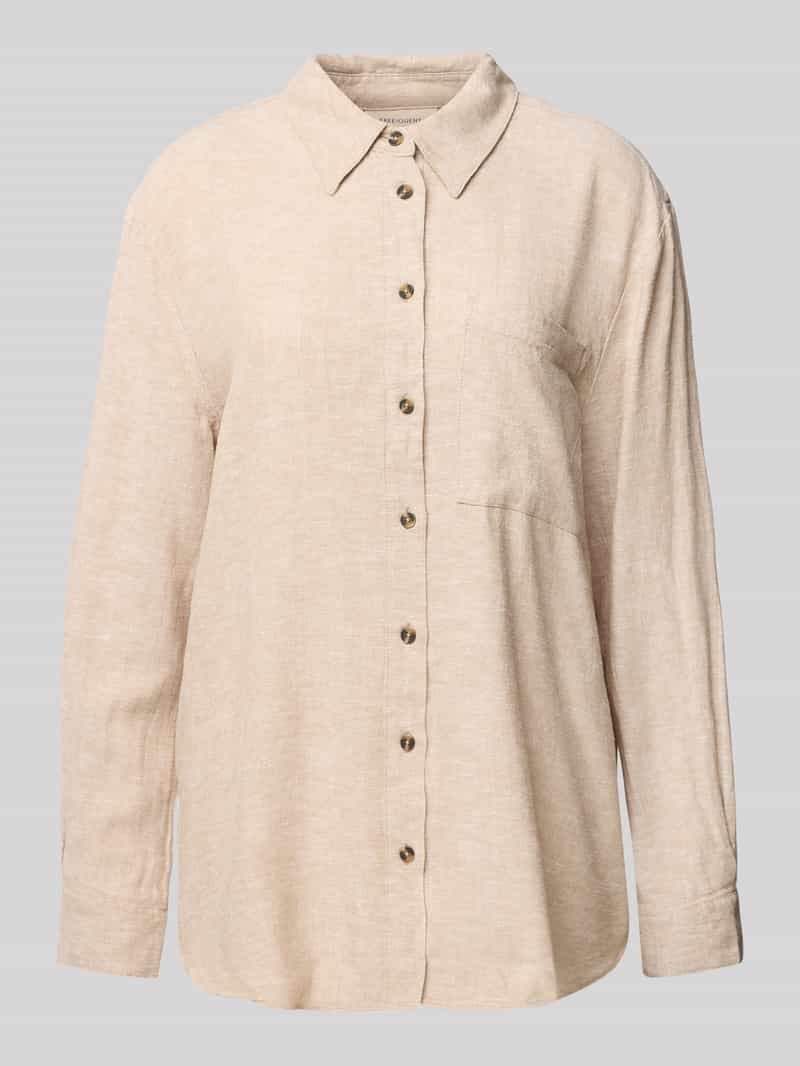 FREEQUENT Overhemdblouse FQLAVA-SH-SIMPLE van linnenmix, met borstzak