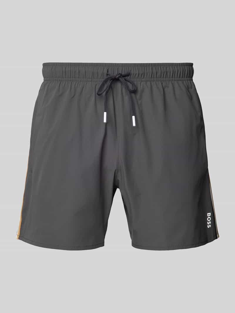 BOSS Zwemshort Iconic met contraststrepen opzij