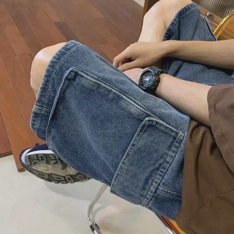 VantaGoods Hong Kong Koreaans geïnspireerde retro Japanse losse denim shorts voor trendy jongens XL zwart