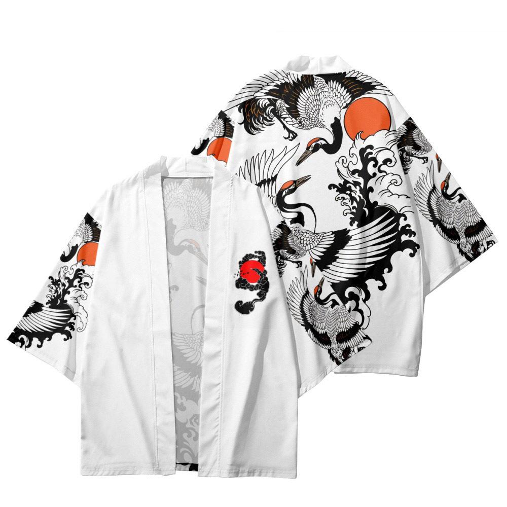Tooyoo Anime Dragon Print Losse Cardigan voor Mannen en Vrouwen, Japanse Streetwear, Harajuku Haori Kimono, Cosplay Top Shirts, Yukata XXS