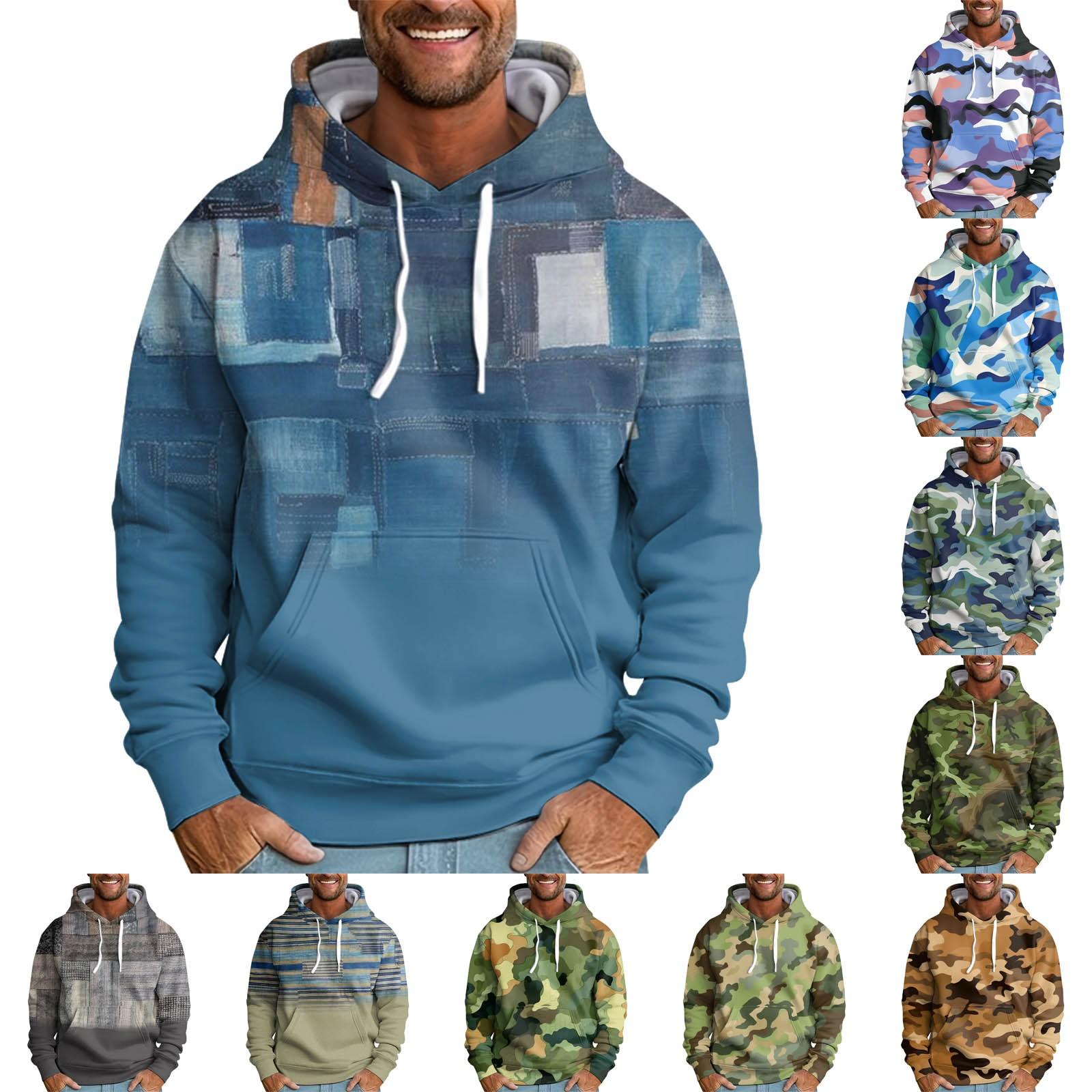 Sinking fish Los bedrukt sweatshirt met capuchon voor heren Casual mode-sportsweatshirt voor heren XL groen
