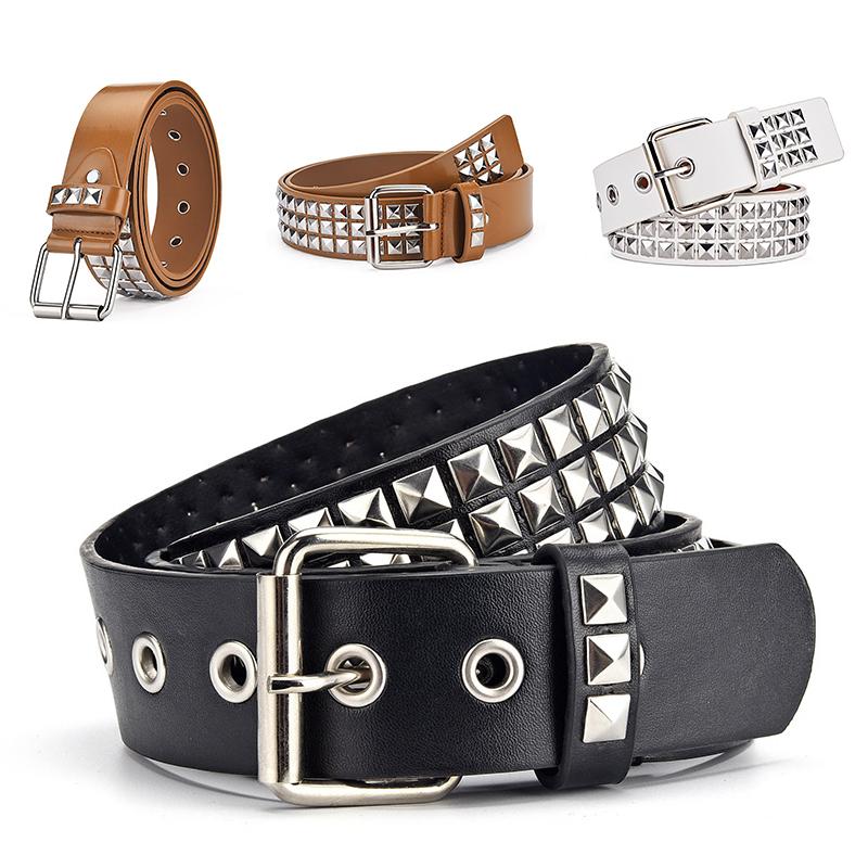 Niubest Vierkante klinknagel metalen piramide riem mannen en vrouwen punk hiphop stijl hardware jeans riem ontwerper pin gesp vrouw riemen zwart