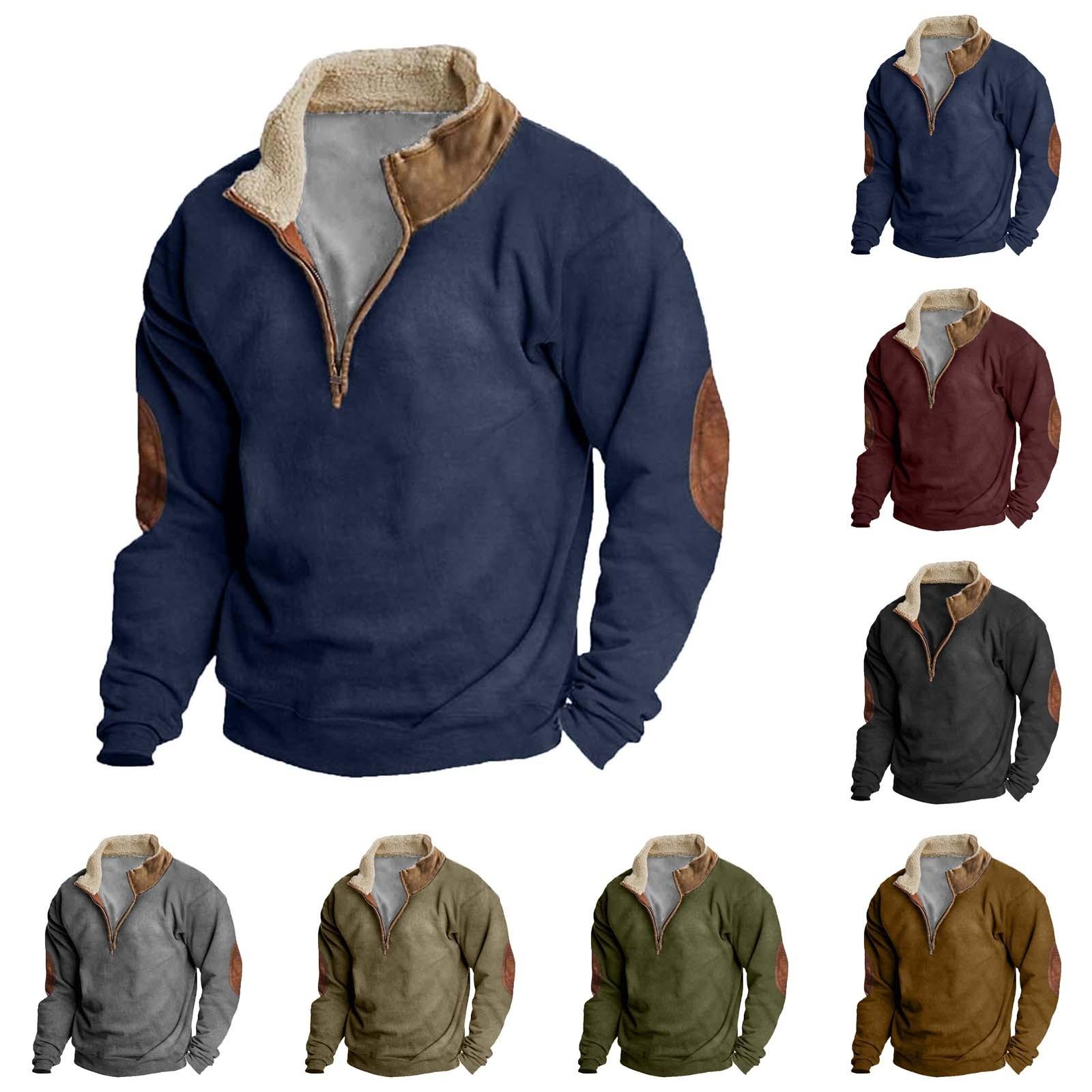 Wahaha123 Lente en heren staande kraag sweatshirt is outdoor casual truien tops XXL kaki