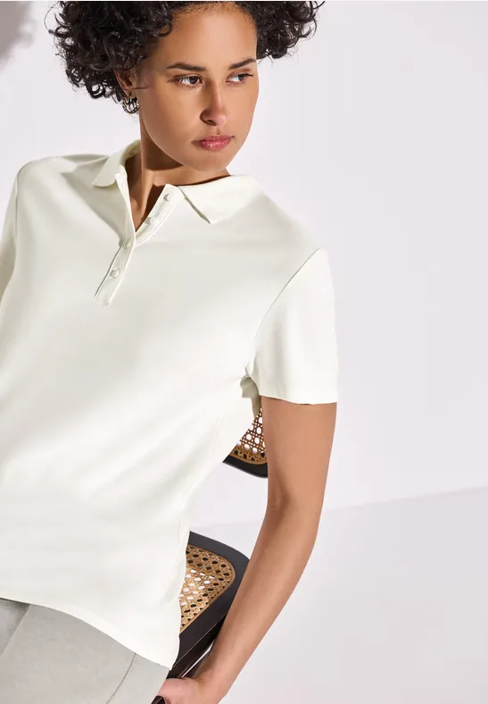 Street One Poloshirt met geribde structuur