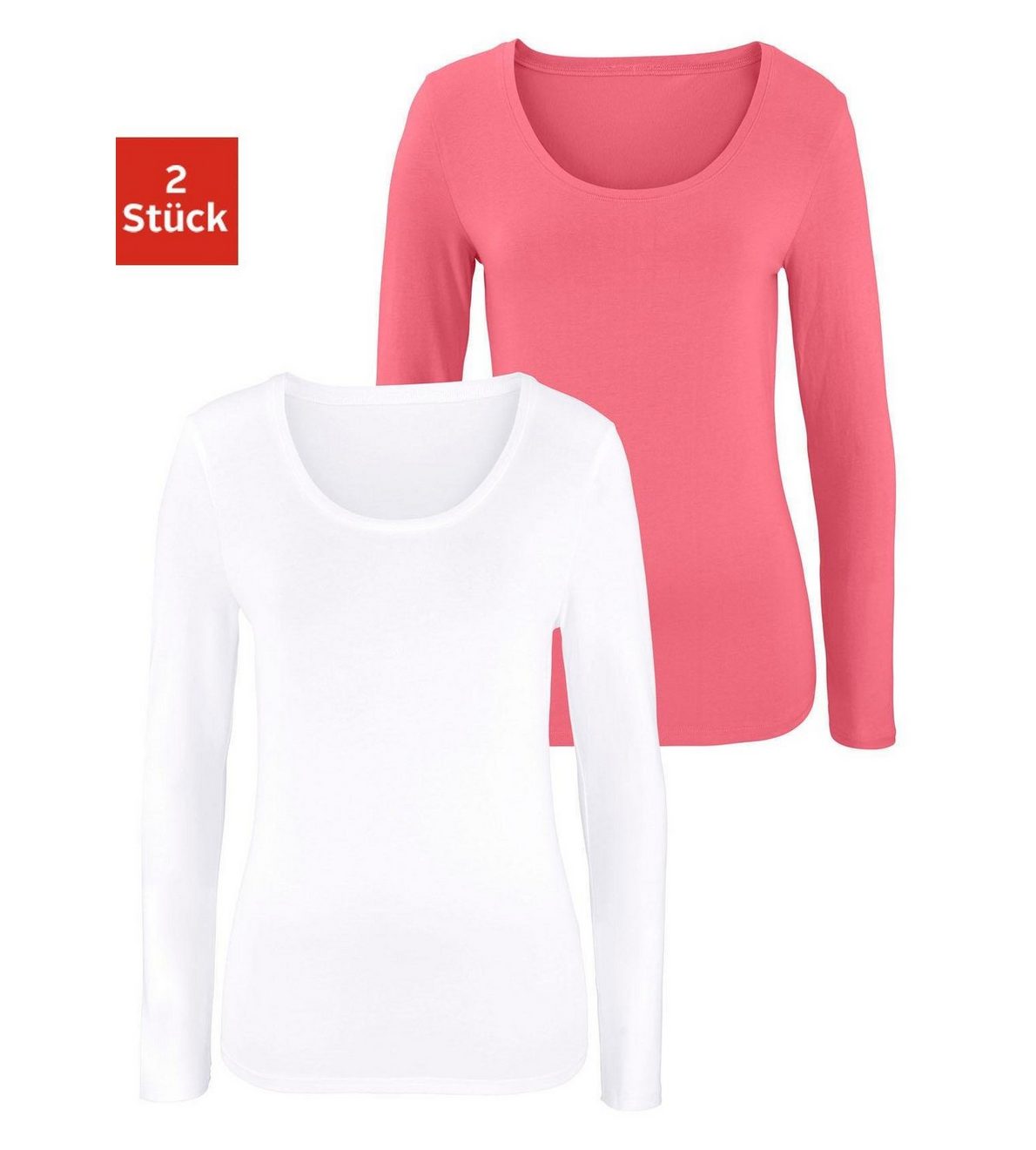 Vivance Shirt met lange mouwen Elastische katoenkwaliteit (Set van 2)