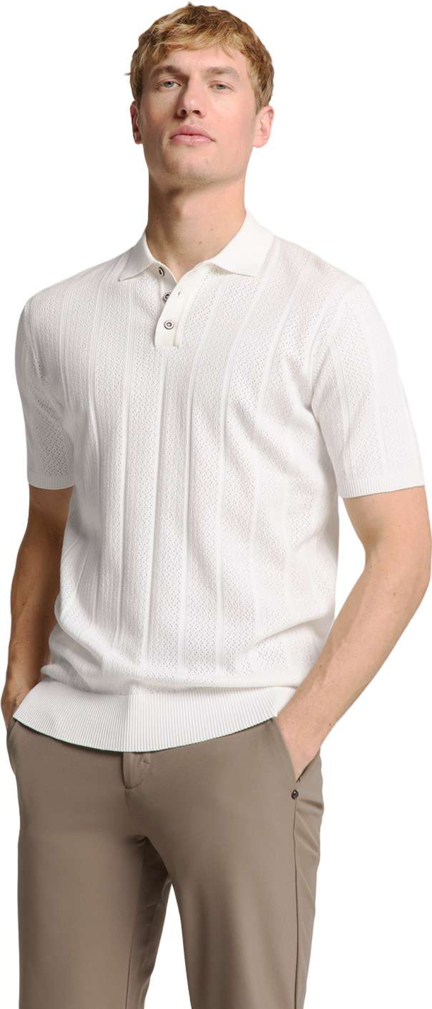 No Excess Pullover short sleeve polo button s offwhite