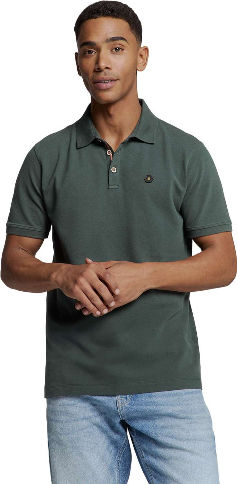 No Excess Polo pique garment dyed dark steel