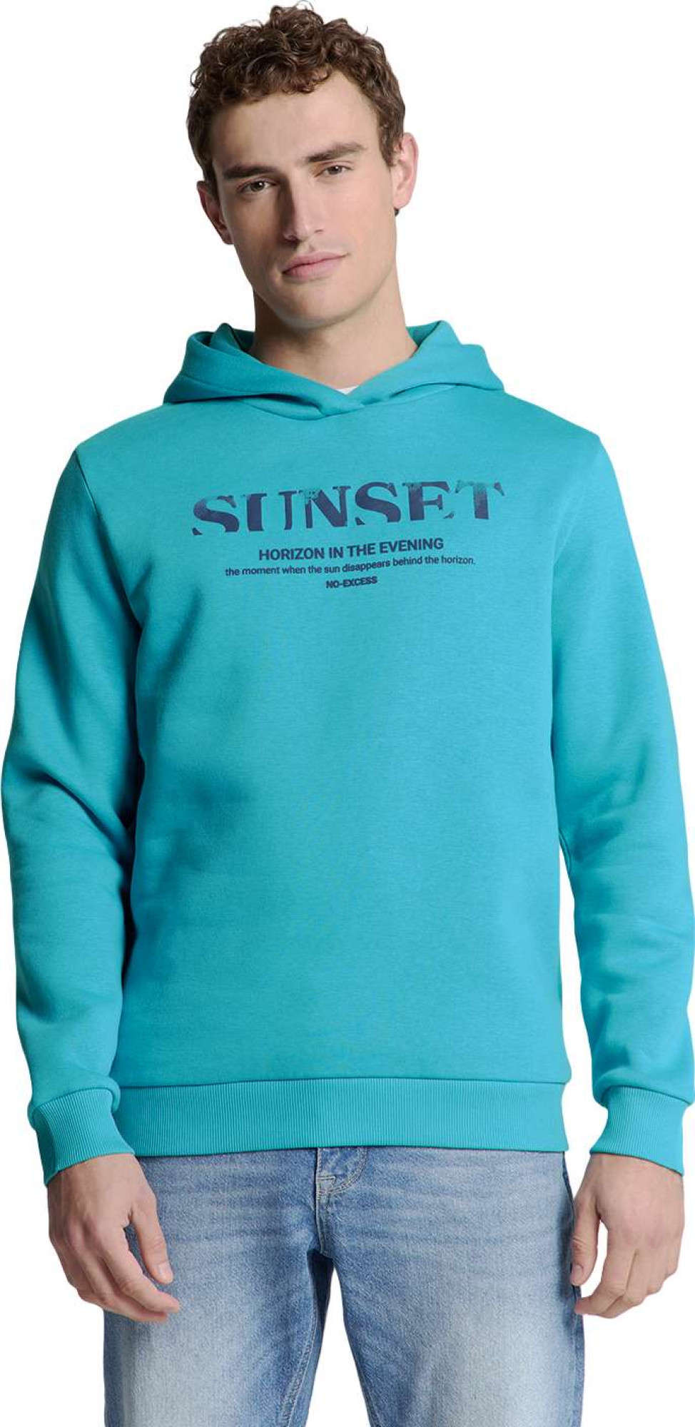 No Excess Sweater hooded seablue