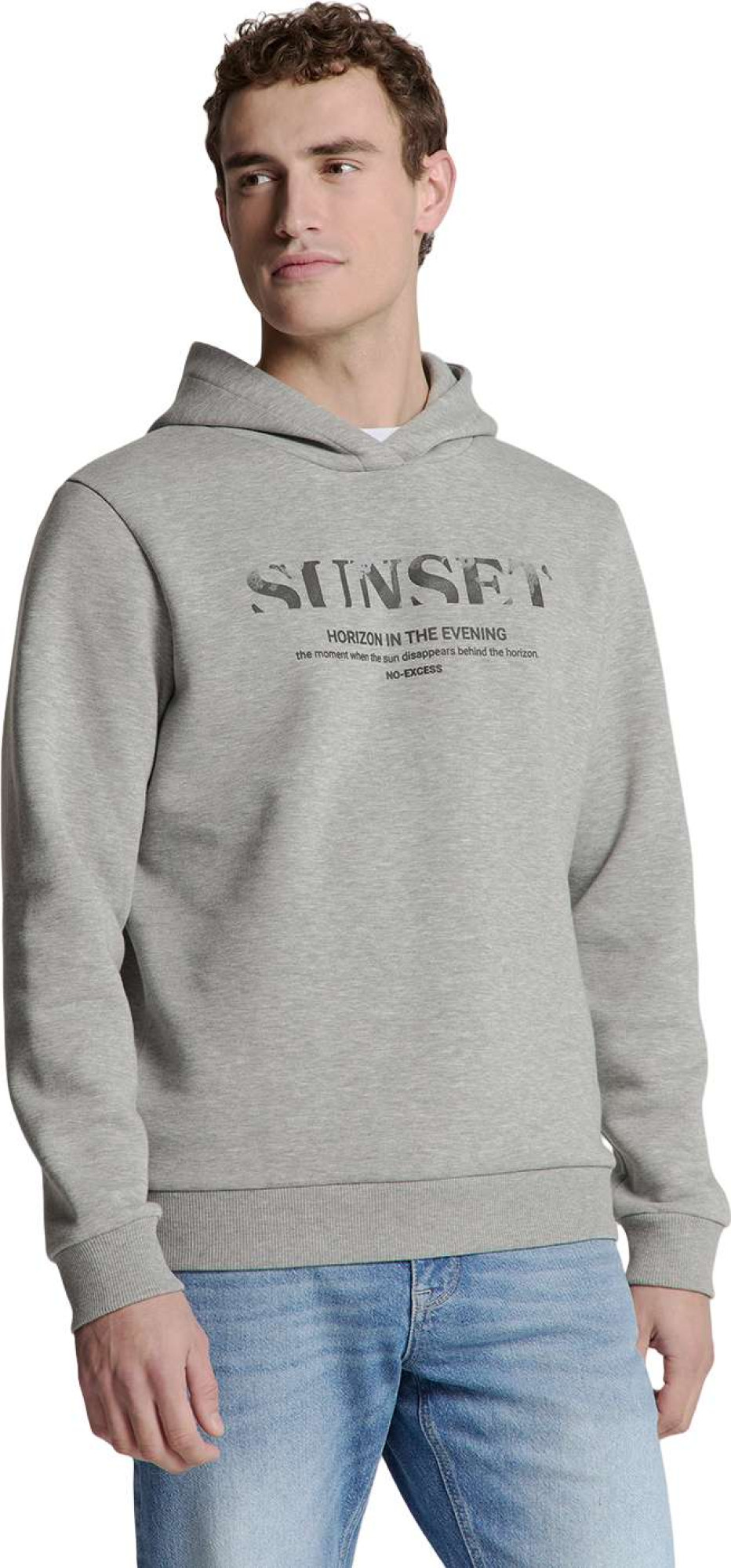 No Excess Sweater hooded grey melange