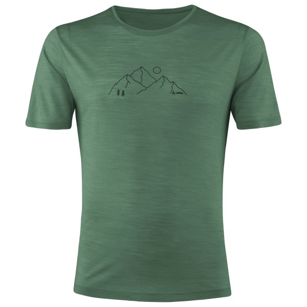 Löffler - Printshirt Mountains Merino-Tencel - Merinoshirt, groen