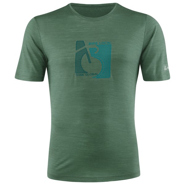 Löffler - Printshirt Bike Merino-Tencel - Merinoshirt, olijfgroen