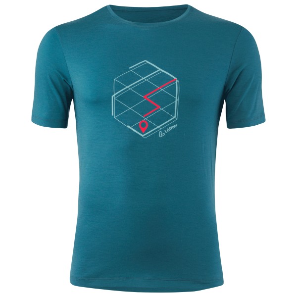 Löffler - Printshirt Tracking Merino Light - Merinoshirt, blauw