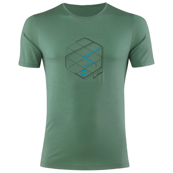 Löffler - Printshirt Tracking Merino Light - Merinoshirt, groen