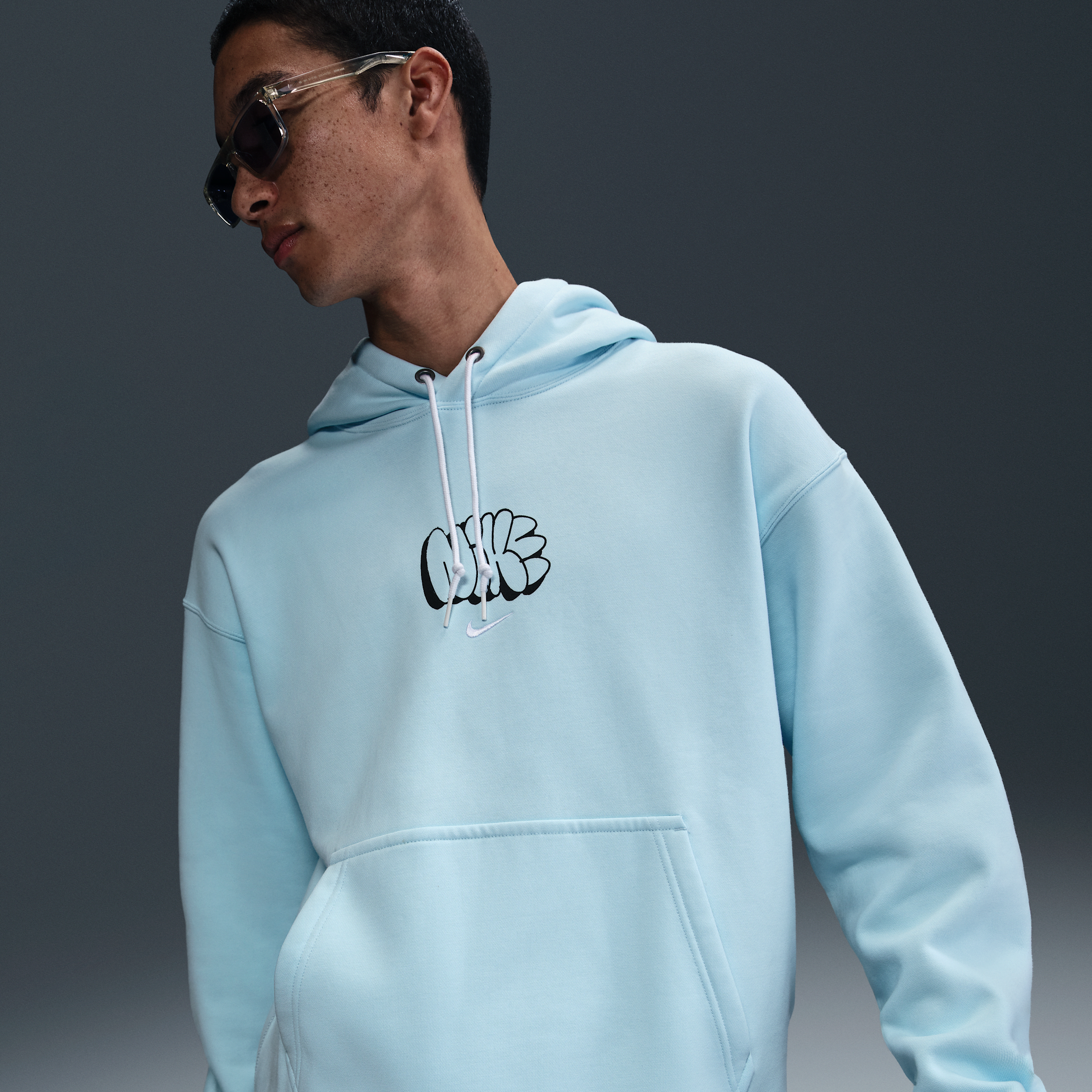 Nike Solo Swoosh Graffiti Hoodie, Blue