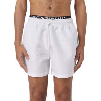 Zwembroek Emporio Armani Beach Double Waistband Swim Shorts White