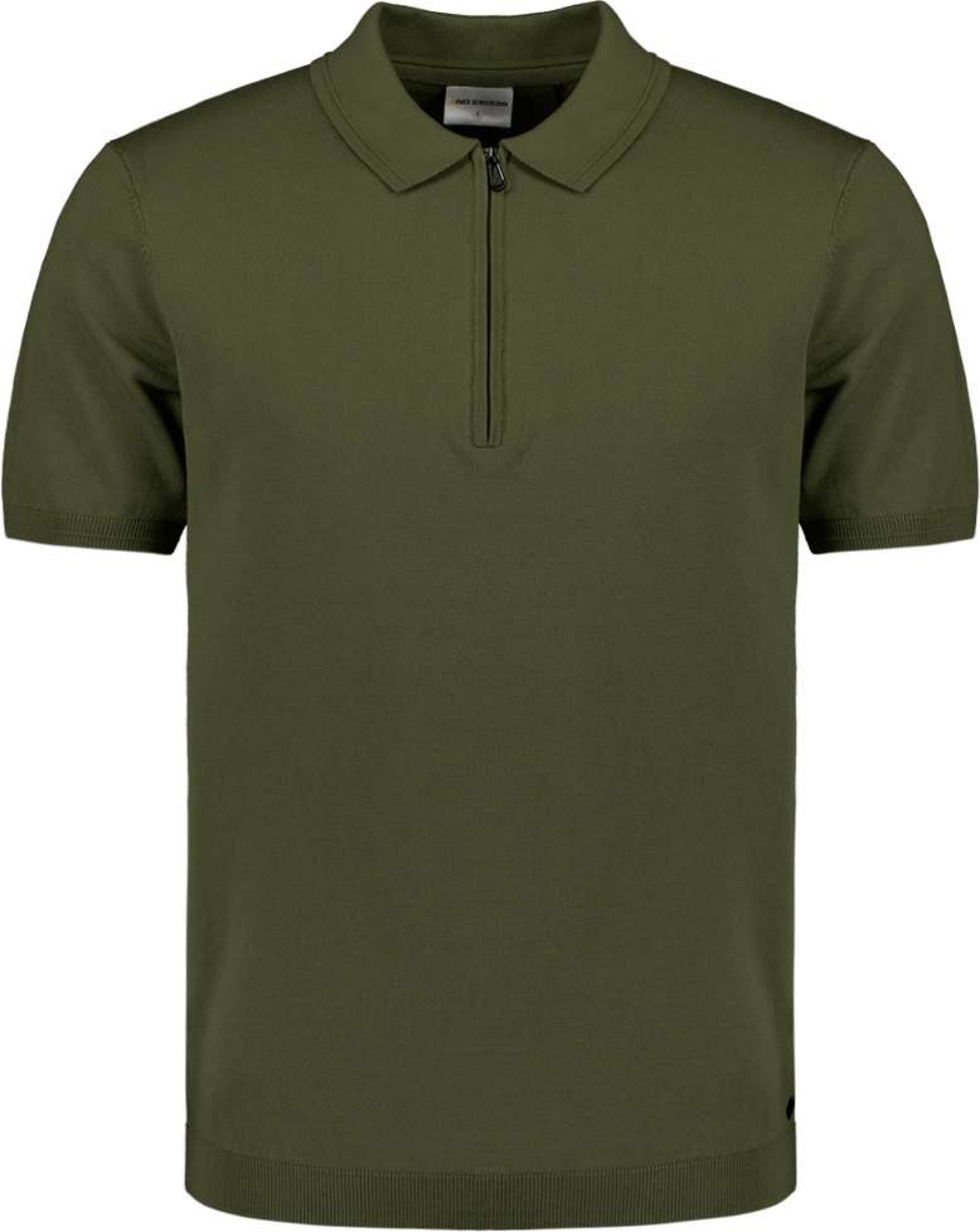 No Excess Pullover short sleeve polo zip soli dark moss