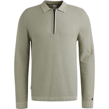 Sweater Cast Iron Long Sleeve Half Zip Poloshirt Structuur Lichtgroen