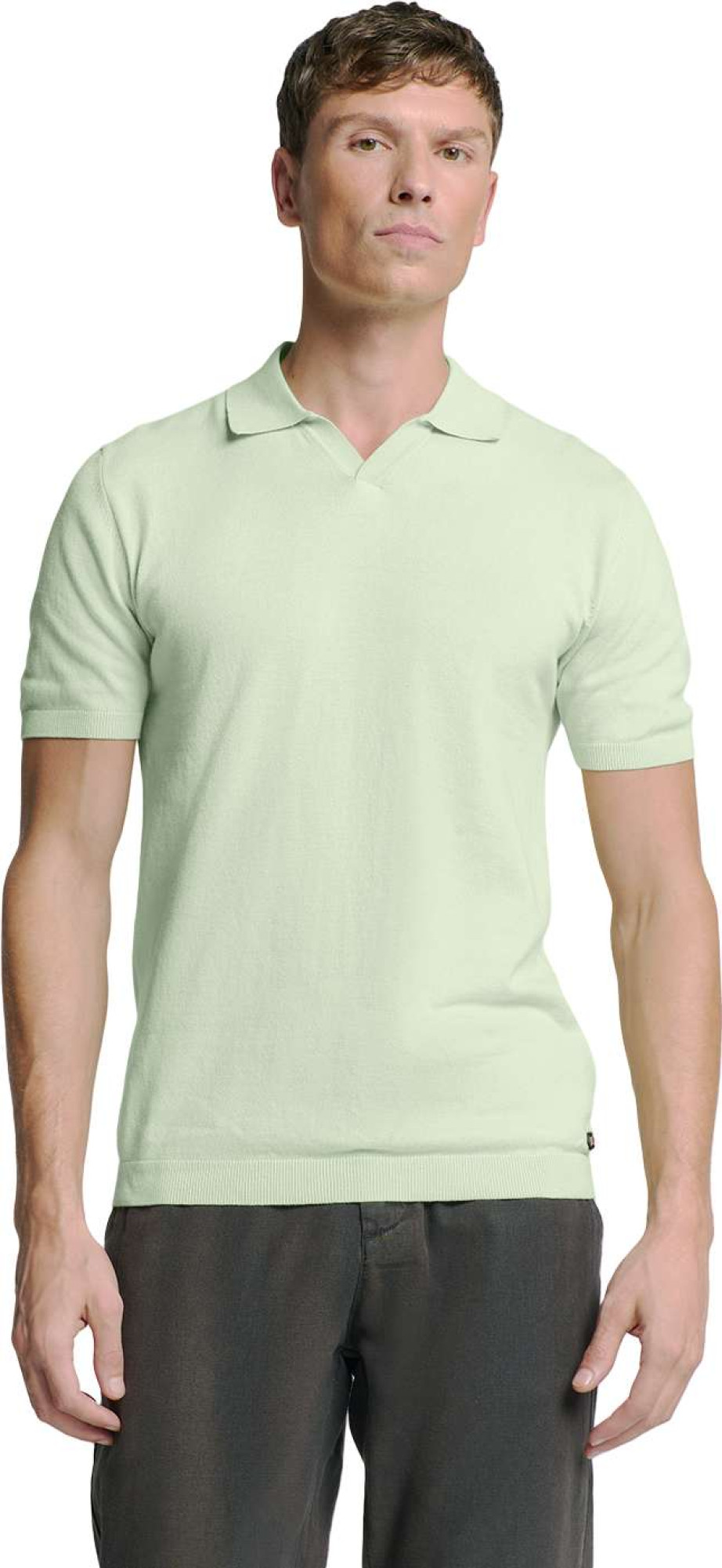 No Excess Pullover short sleeve polo v solid mint