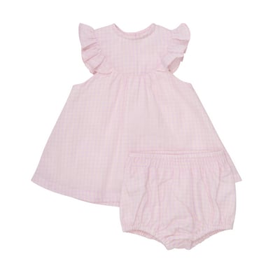 MINYMO Jurk SS w. Slip Y/D w. Lin. Light roos