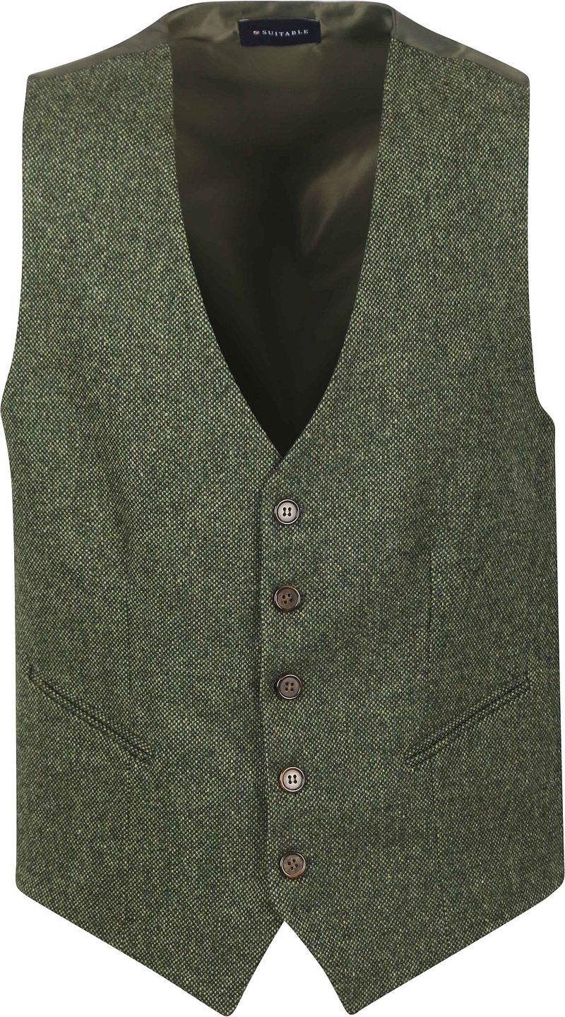 Suitable Gilet Birds Eye Donkergroen