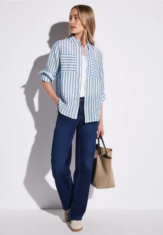 Street One Gestreept linnen overhemd blouse