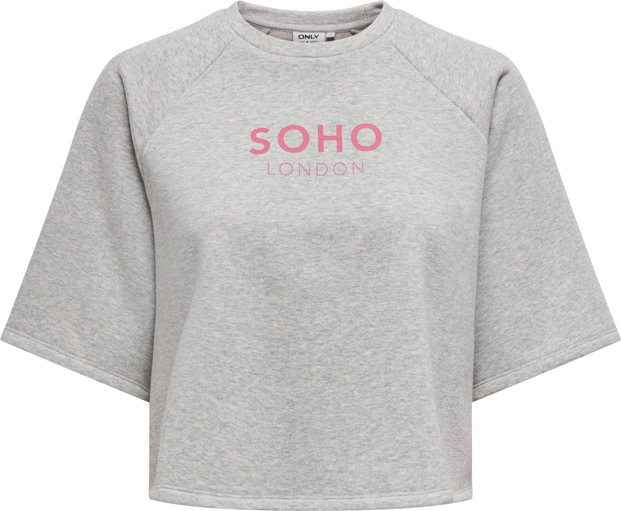 Only Onlcora s/s print o-neck ub swt light grey melange