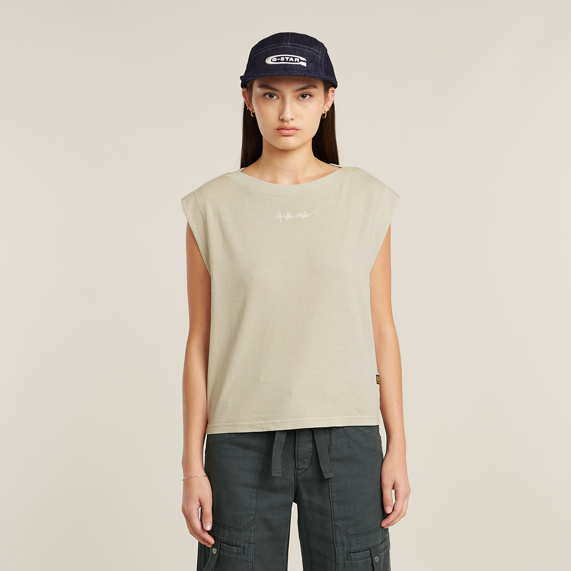 G-Star RAW Mini G-Script Logo Overdyed Top - Beige - Dames