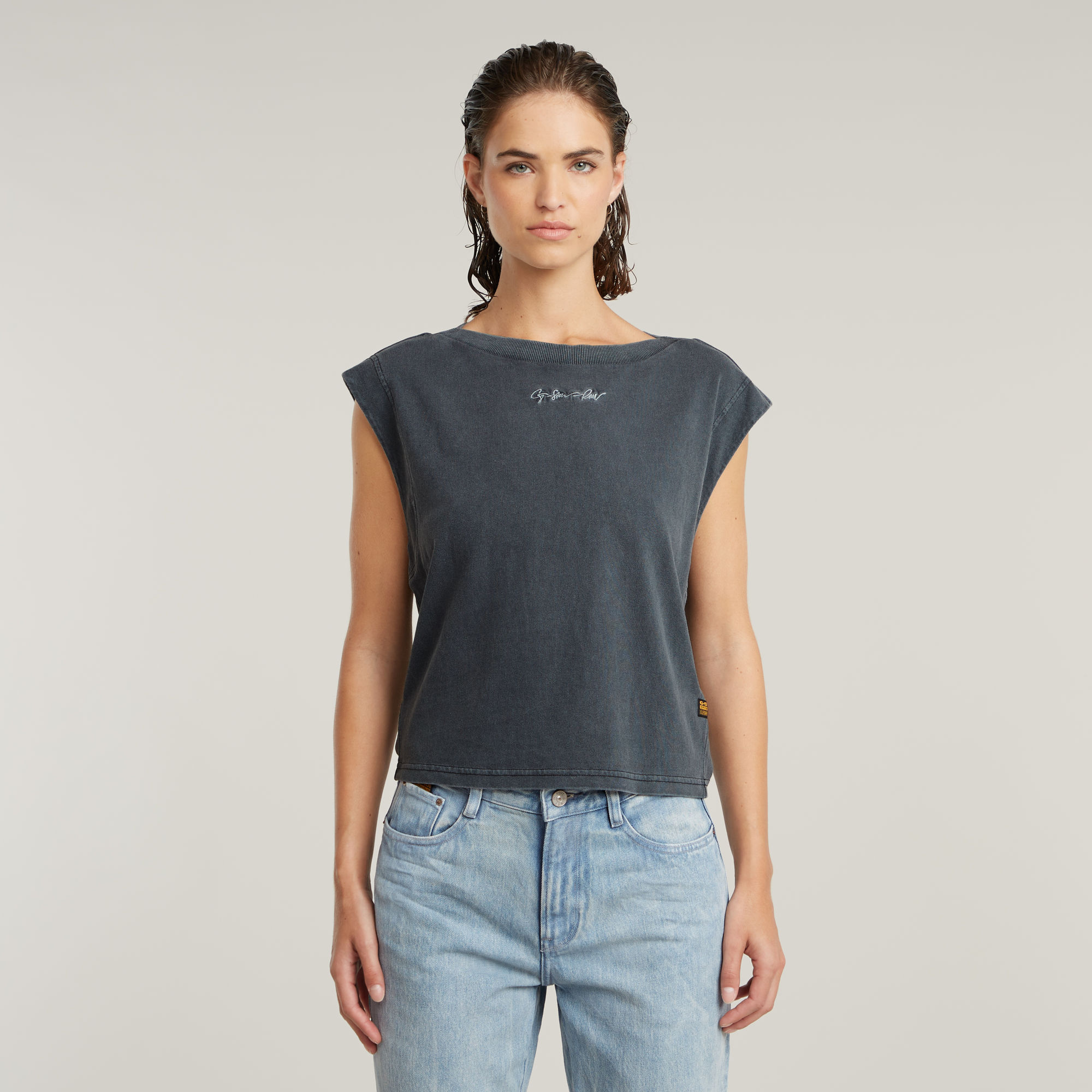 G-Star RAW Mini G-Script Logo Overdyed Top - Grijs - Dames