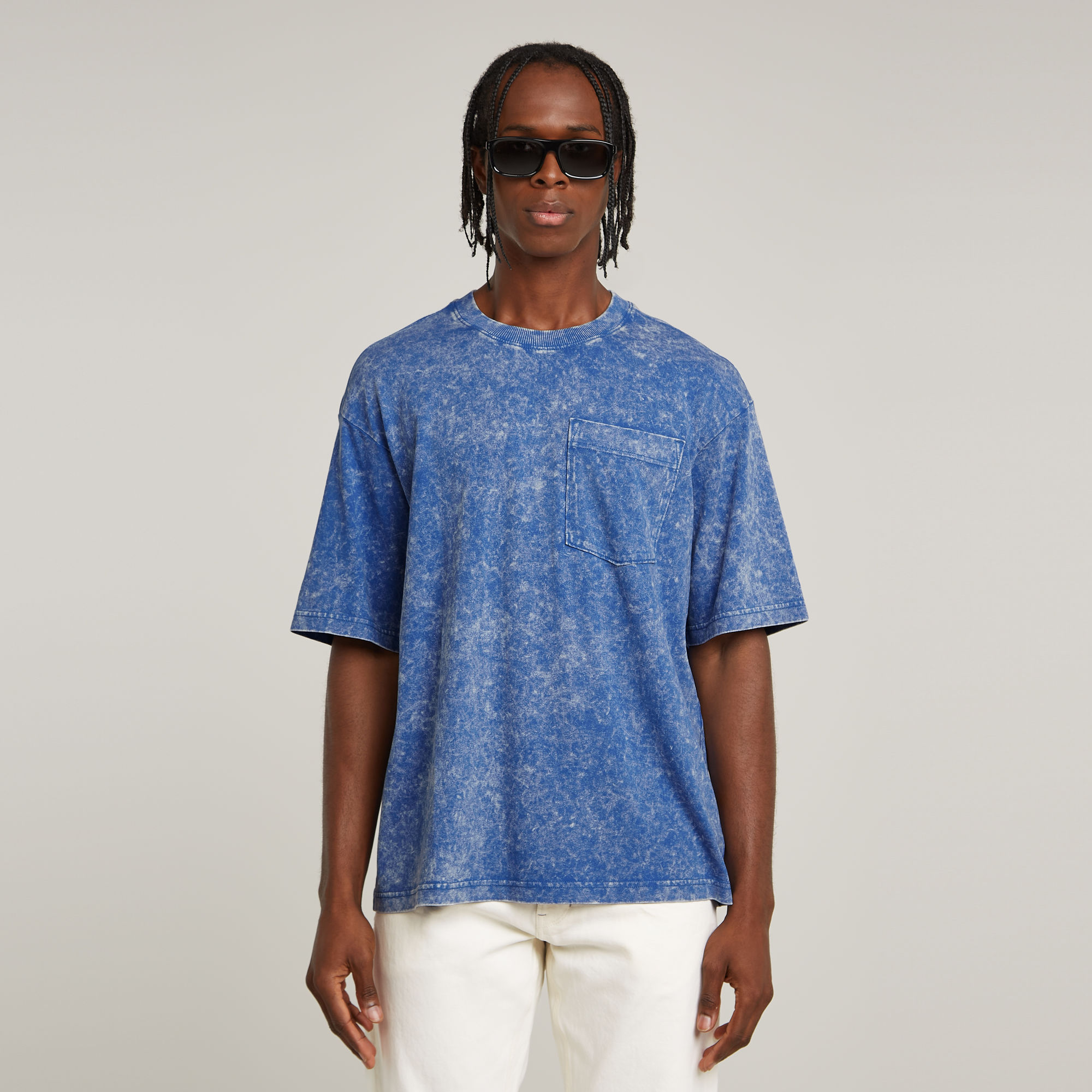 G-Star RAW Acid Wash Boxy T-Shirt - Midden blauw - Heren