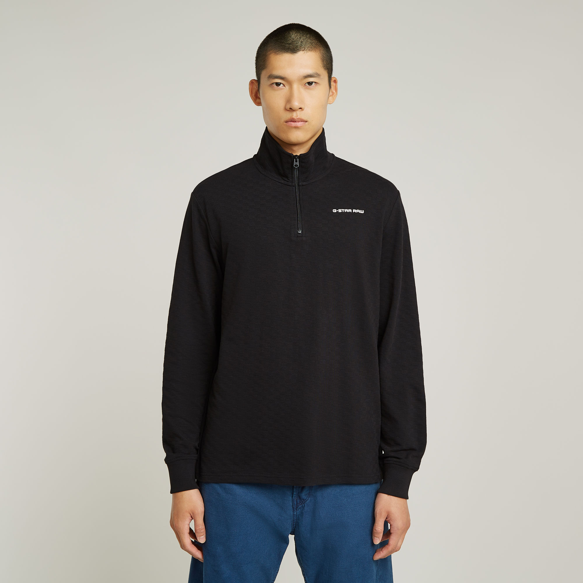 G-Star RAW Checquard Tweeter Half Zip - Zwart - Heren